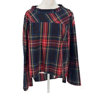🎄✨ J. Crew Embellished Tartan Plaid Statement Top Sz 14 Holiday Christmas✨🎄